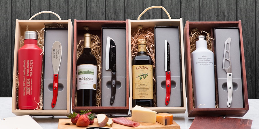 Gratitude-boxes-filled-with-various-cutco-knives-and-gifts
